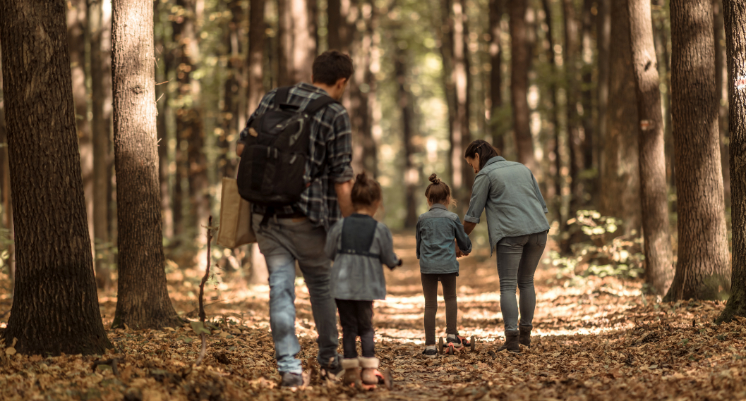 rodzinny spacer w lesie